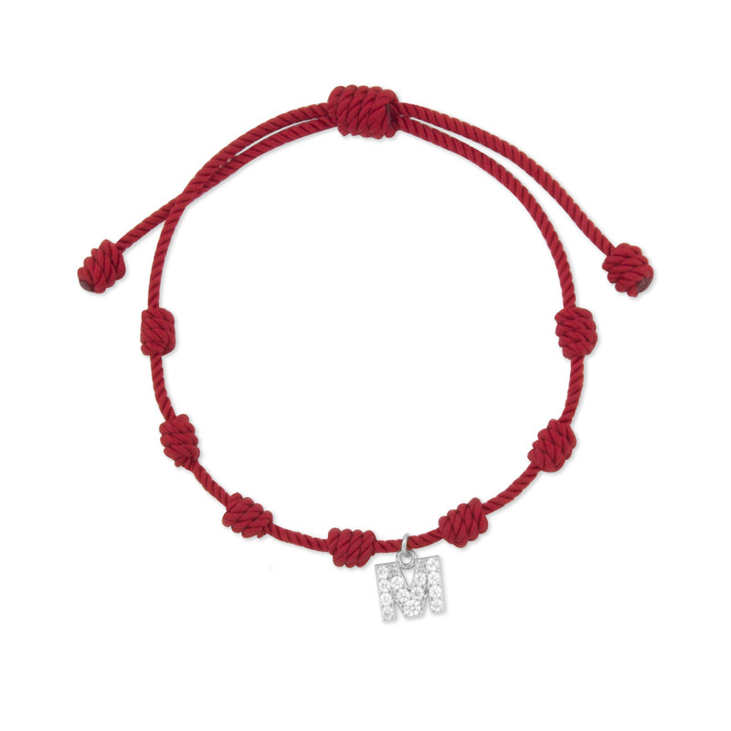 Pulsera 7 nudos hilo rojo con inicial